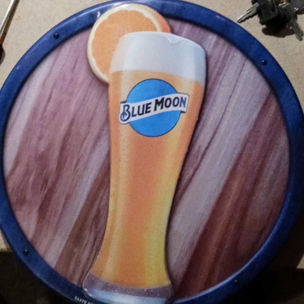 Blue Moon Metal and Wood Sign